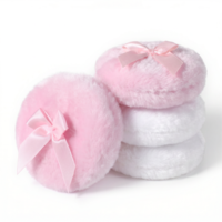 4 PCS Large Fluffy Body Powder Puff, Soft Powder Puff for Body Face, Washable Reusable Makeup Puffs (White, Pink)