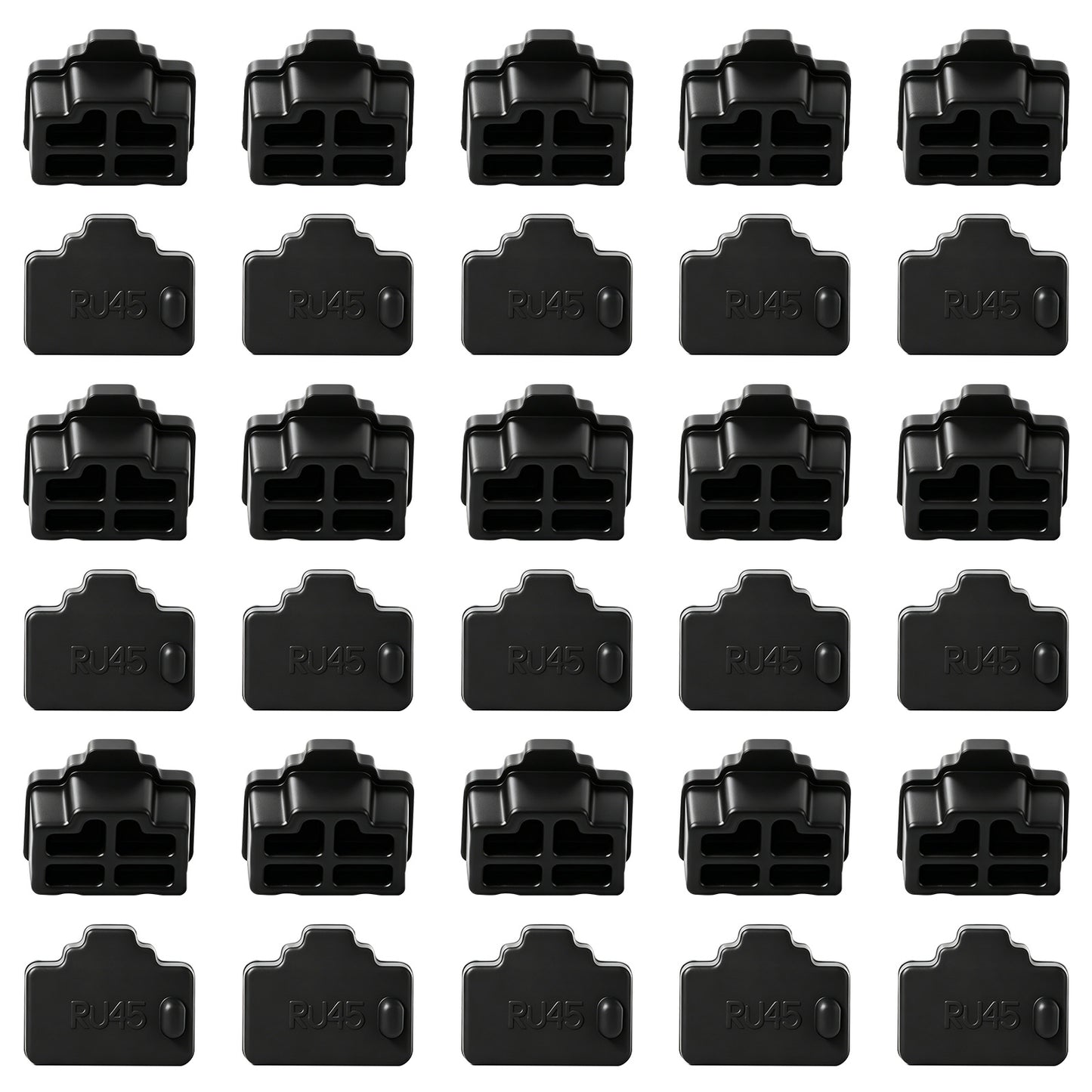 30 Pcs Silicone RJ45 Anti Dust Cover Caps, Ethernet Hub Port Protector Plugs Stoppers for RJ45 Female Port Devices, TV, Computer, Other Devices, Black