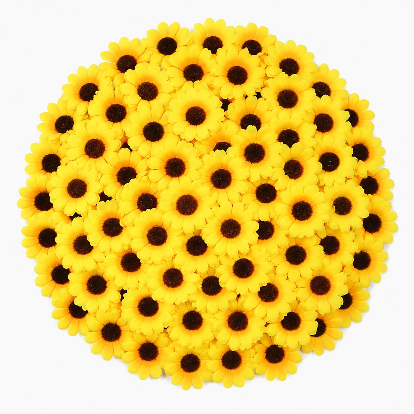 Thinp 100Pcs Sunflowers Artificial Flowers, 1.77 Inch Mini Sunflowers Fake Flower Heads for Crafts Wreaths Wedding Centerpieces Floral Embellishments Garden Artificial Sunflower Decorations