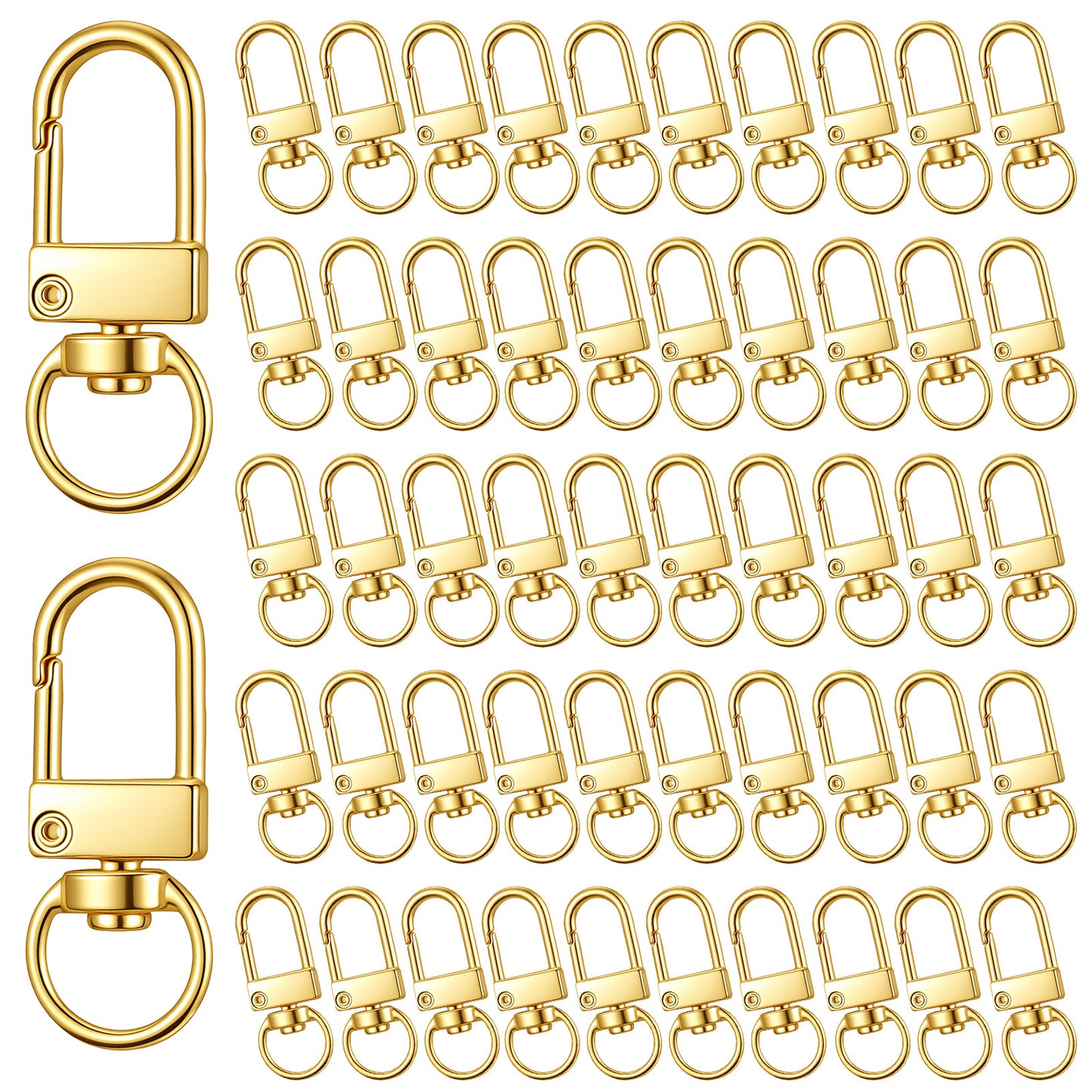 50 Pcs Lobster Clasps, Gold Metal Swivel Keychain Clip Hooks Lobster Clasp Keyring for Bag Charms Jewelry Making Connector DIY Craft Projects