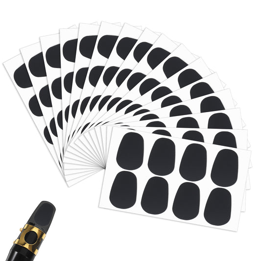 0.8mm Thick Saxophone and Clarinet Mouthpiece Cushion 64 Pcs Thick Oval Rubber Pads with Strong Adhesive for Alto Tenor Sax Beginners Musicians - Black