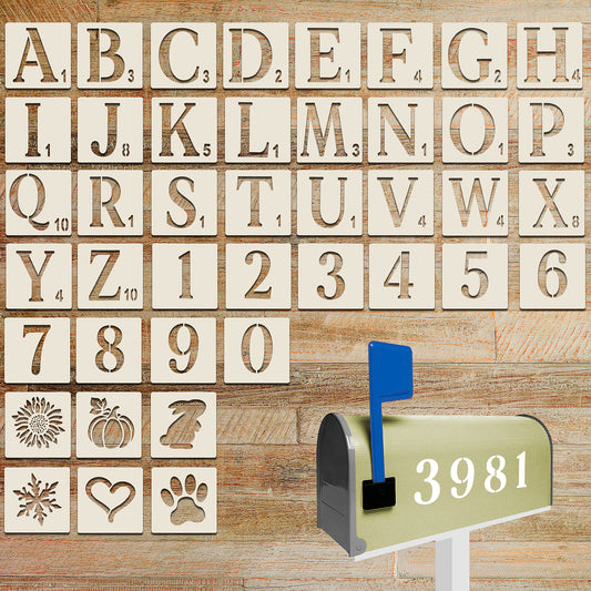 Aster 42Pcs Letter Stencils, 2 Inch Alphabet Number Stencils for Crafts Spray Paint Stencil Reusable Plastic Art Craft Stencils for Painting on Wood, Wall, Fabric, Chalkboard, Sign, DIY Art Projects