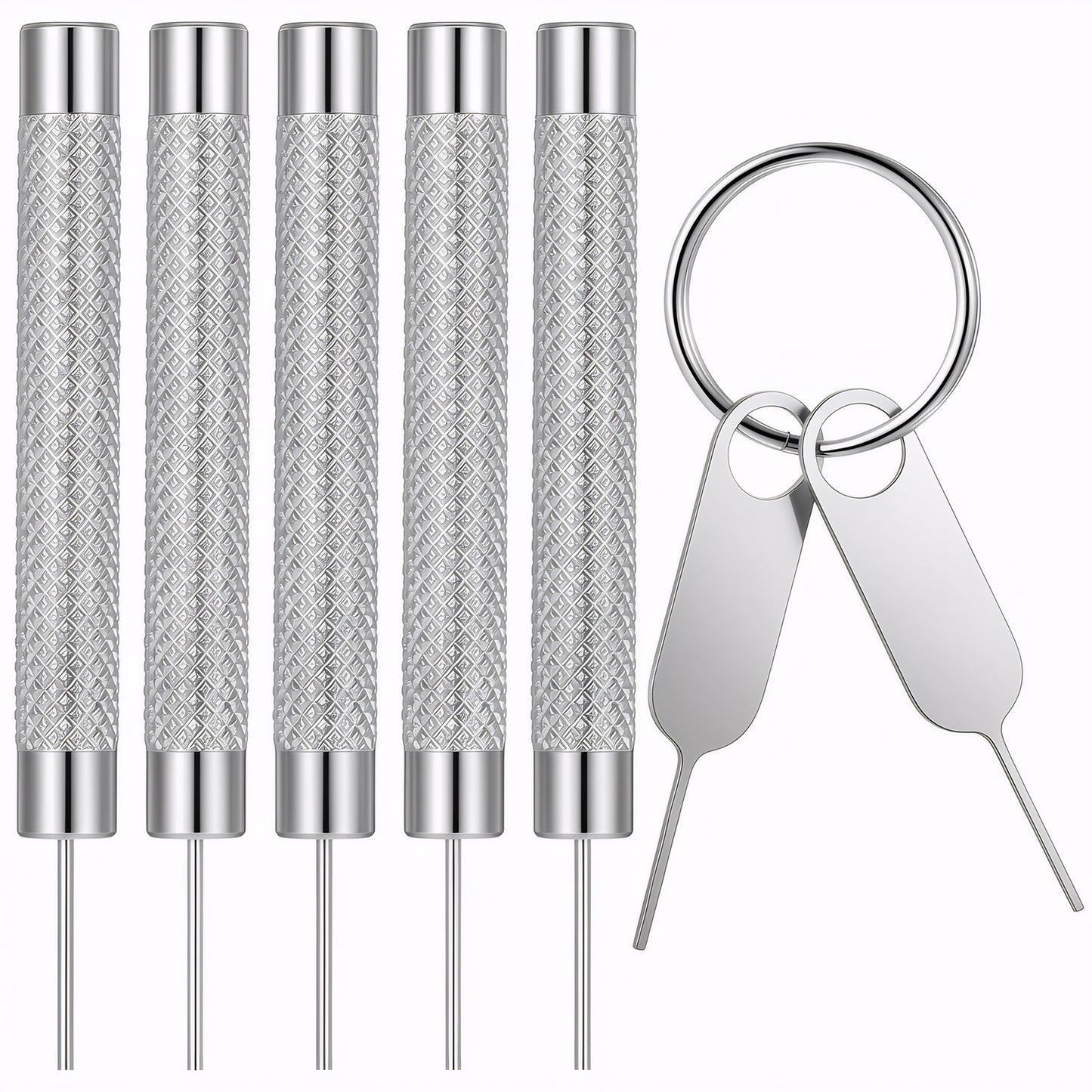 Apojgitn 7Pack Universal Sim Card Tray Removal Tool, SD Removal Opening Tool with A Key Ring Card Tray Pin Tools Compatible with Most Phone Models Pads Smartphone Devices Brands