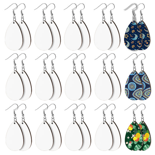 ASTER 30 Pieces Sublimation Blank Earrings, Teardrop Sublimation Blanks Products Heat Transfer Earring Ornament Blanks with Earring Hooks and Jump Rings for Jewelry DIY Making Supplies