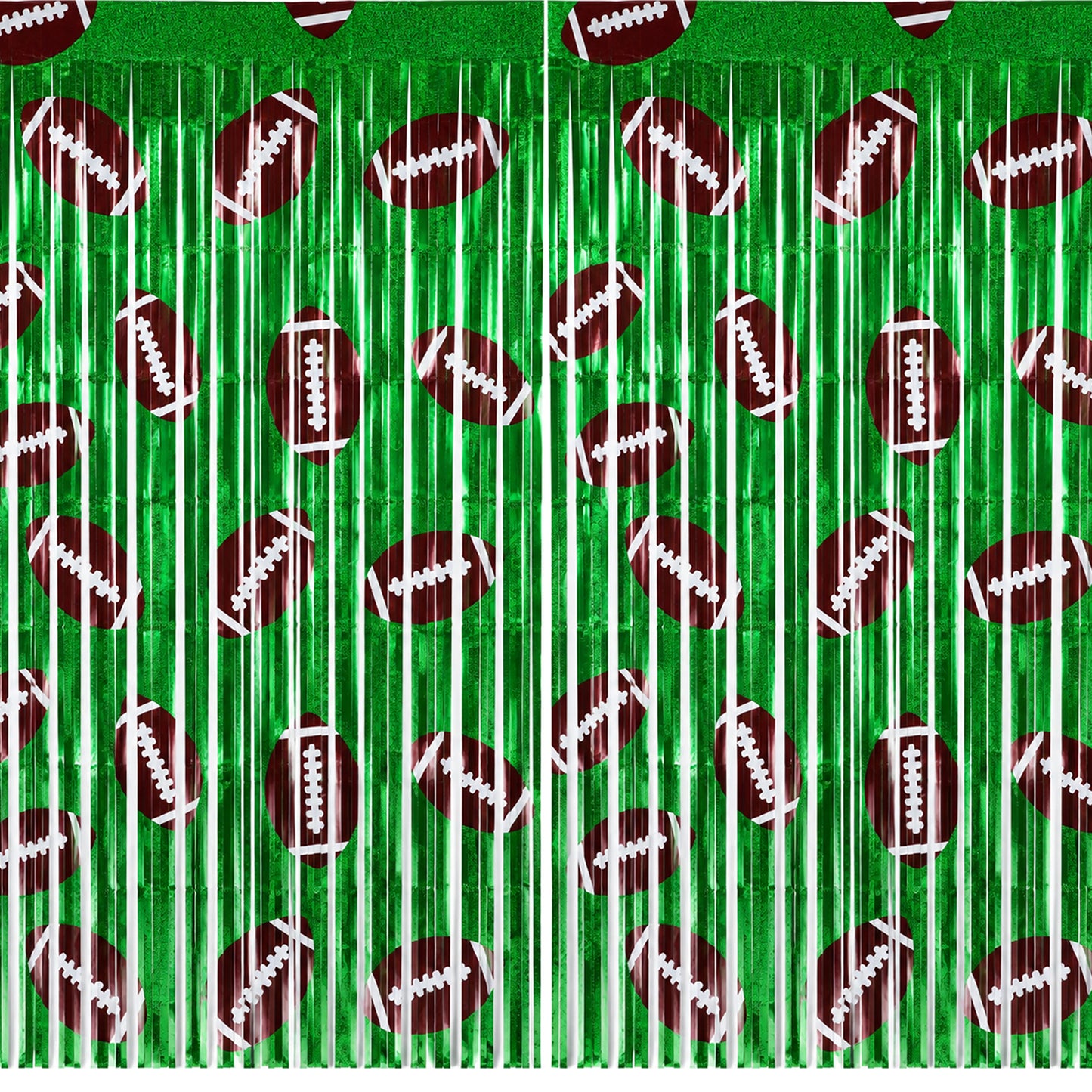 2 Packs Football Decorations for Party, Football Foil Fringe Curtain