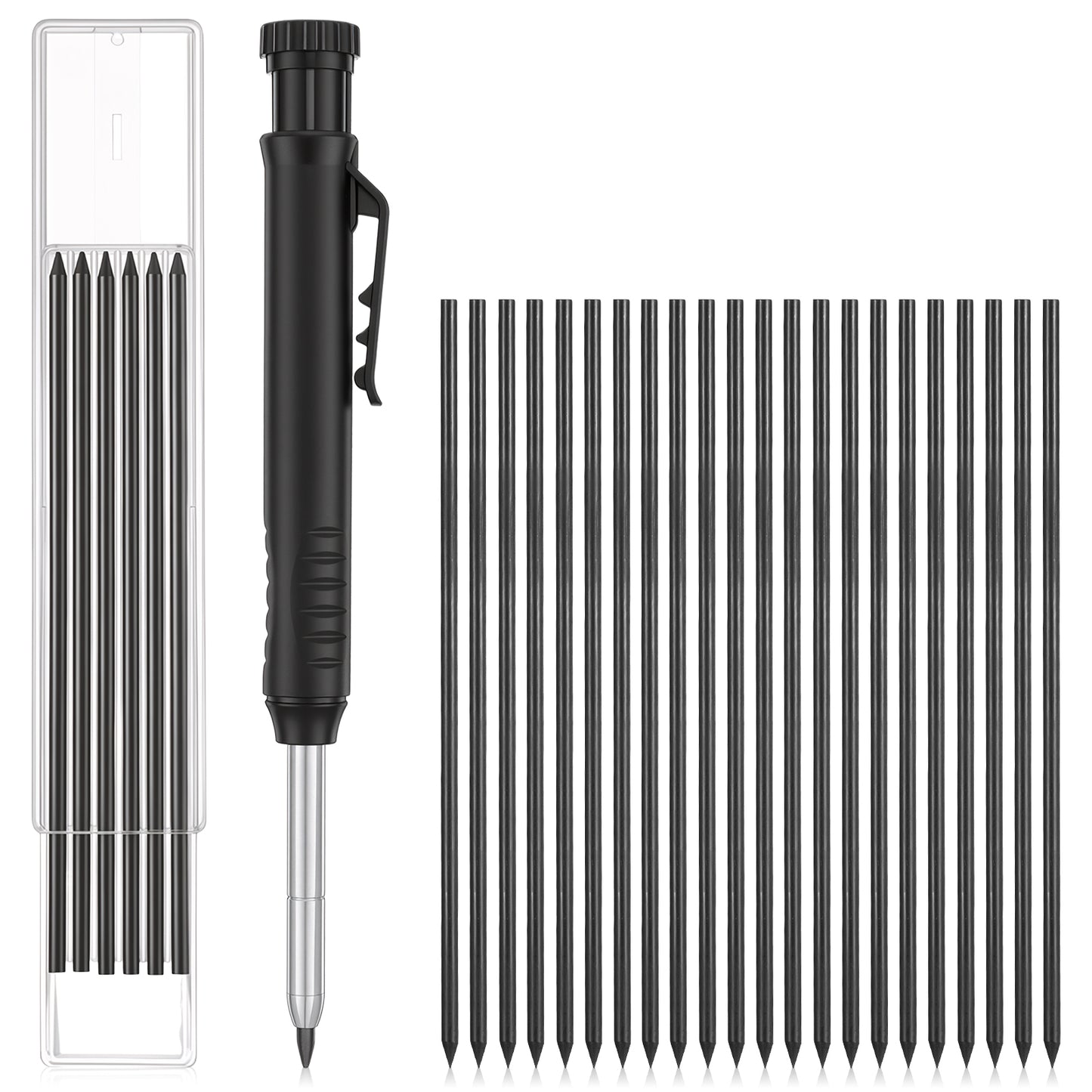 36 PCS Pica Dry Pencil Refills, 2.8 mm Mechanical Pencil Refill, Black Pica Pencils Refill with Carpenter Pencil, Construction Refills for Woodworking Drawing Tracer