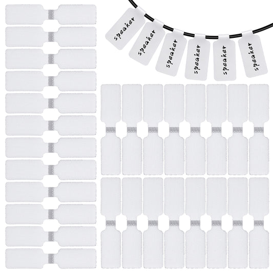ASTER 60 Pieces Self-Adhesive Blank Cable Labels, Reusable Wire Labels Nylon Writable Cord Labels Tags White Cable Tags Wire Tags Markers for Electronics Computers Cable Management