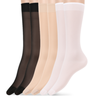 Aysatogc 3 Pairs Knee High Stockings for Women, Elastic 15D Nylon Sheer Trouser Socks with Reinforced Toes Tight Sheer Knee High Stocking Perfect Pairing For Skirts, Dresses, Shorts - 3 Colors