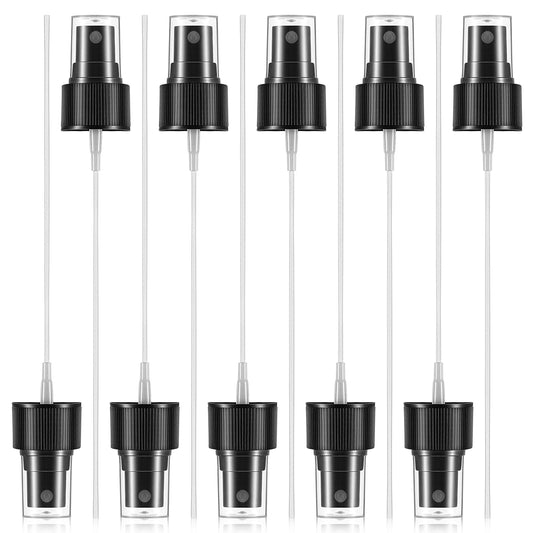 10 Pack Spray Bottle Top, Fine Mist Nozzle with 5.9" Dip Tube, Spray Bottle Nozzle Sprayer Tops Replacement 24/410 Plastic Sprayer Pump for Perfumes Cleaning Solution Essential Oil Bottles Black