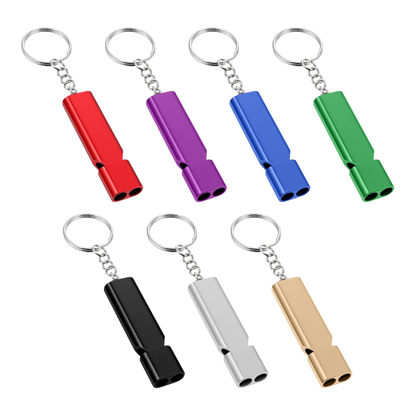 Aysatogc 7PCS Emergency Whistles, Whistle Loud Double with Keychain Waterproof for Outdoor Hiking Camping Hunting (Muticolor)