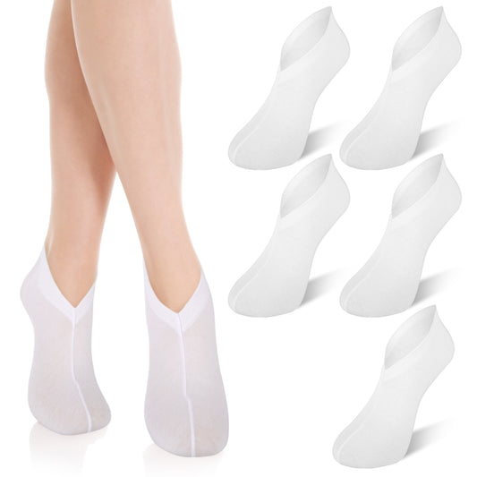 10-Pack White Spa Socks, Reusable Hydrating Socks, Cotton Blend Breathable Foot Mask Sleeves for Dry, Cracked Feet Relief, Overnight Moisturizing Foot Care, Home SPA Therapy