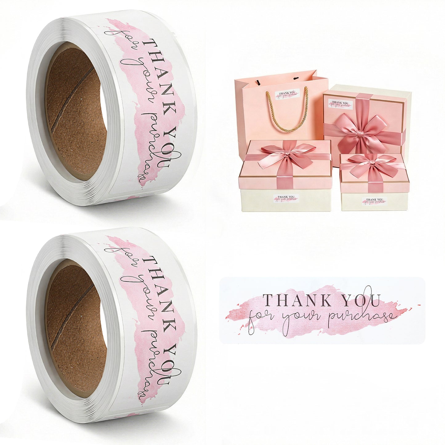 240Pcs Thank You for Your Order Stickers, 2 Roll Self-Adhesive Thankyou Sticker, Rectangular Thank You for Your Purchase Stickers, Thankyou Sealing Labels Sticker Roll for Envelopes Gift Wrapping