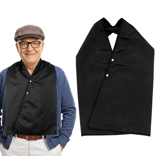 Axafazup Adult Bib Scarf Washable Reusable Dining Clothing Protector for Elderly Senior Citizens Men Women, Black