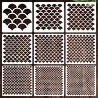 9PCS Mermaid Scale Stencil, Reusable Mermaid Makeup Face Paint Stencils for Painting Fish Scale Template for Art Painting Crafts Body Art Cake & Cookie Decorating