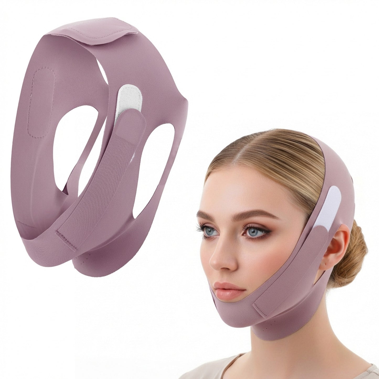 V Line Face Lifting Chin Mask, Breathable Double Chin Reducer Lifting Strap, V Shape Slimming Chins Straps for Jawline Sagging Cheeks, Facial Liftings Belt for Women and Men Anti-Ageing (Purple)