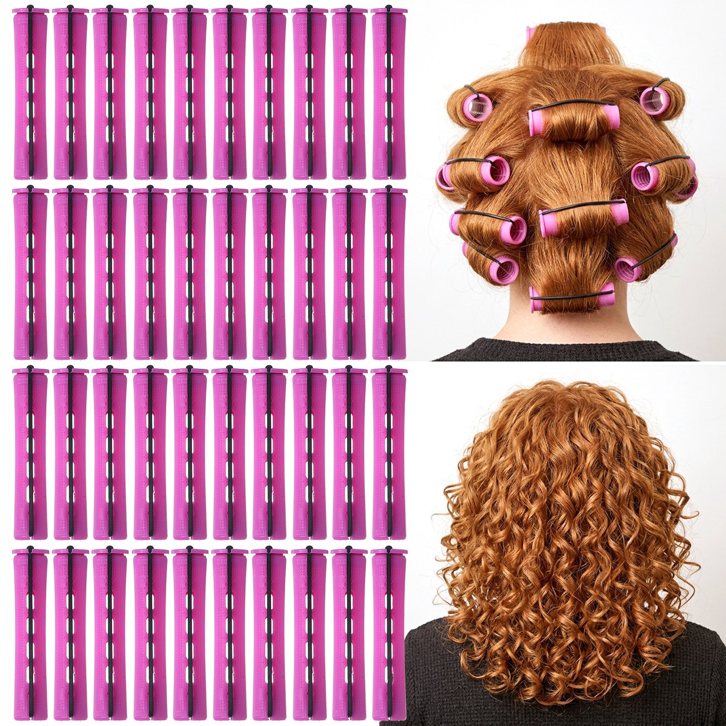 Perm Rods For Short Hair Purple Heatless Curl Rods For Long & Natural Hair, Medium Size Hair Rollers For Black Women (40 Pcs)