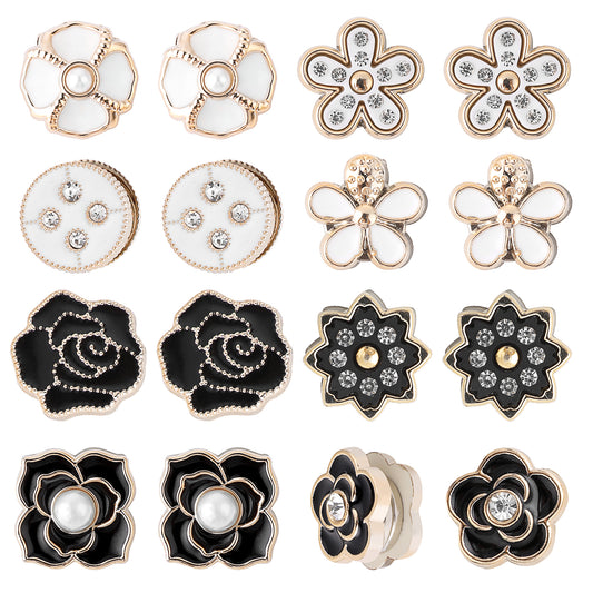 ASTER 8 Pairs Hijab Magnetic Pins - Strongest Commercial Strength Hijab Pins for Women, Flower Shaped Safety Pins Multi-Use Muslim Scarf Magnetic Hijab Buttons (Style-B)