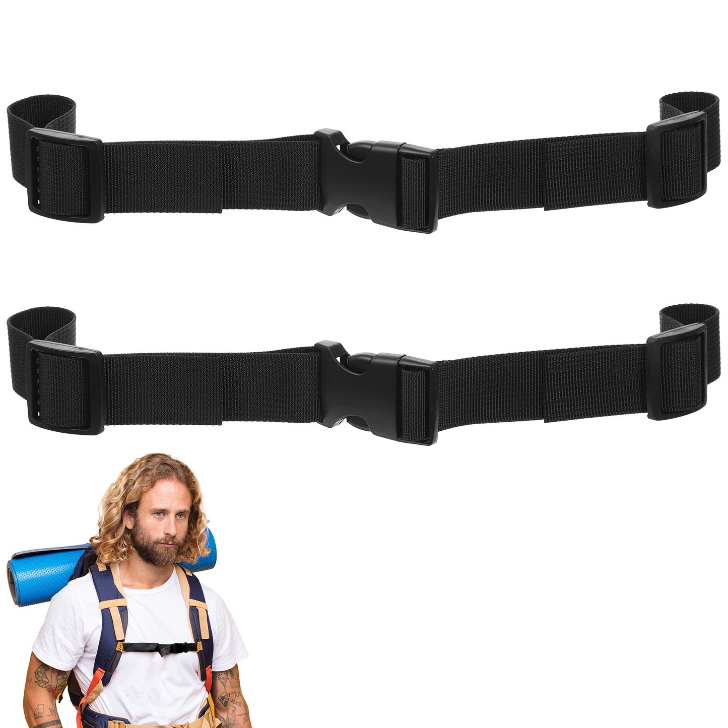 Aysatogc 2 PCS Backpack Chest Strap Add on, Adjustable Sternum Strap Outdoor Reflective Chest Belt with Quick Release Buckle Backpack Accessories for Travel, Hiking, Camping
