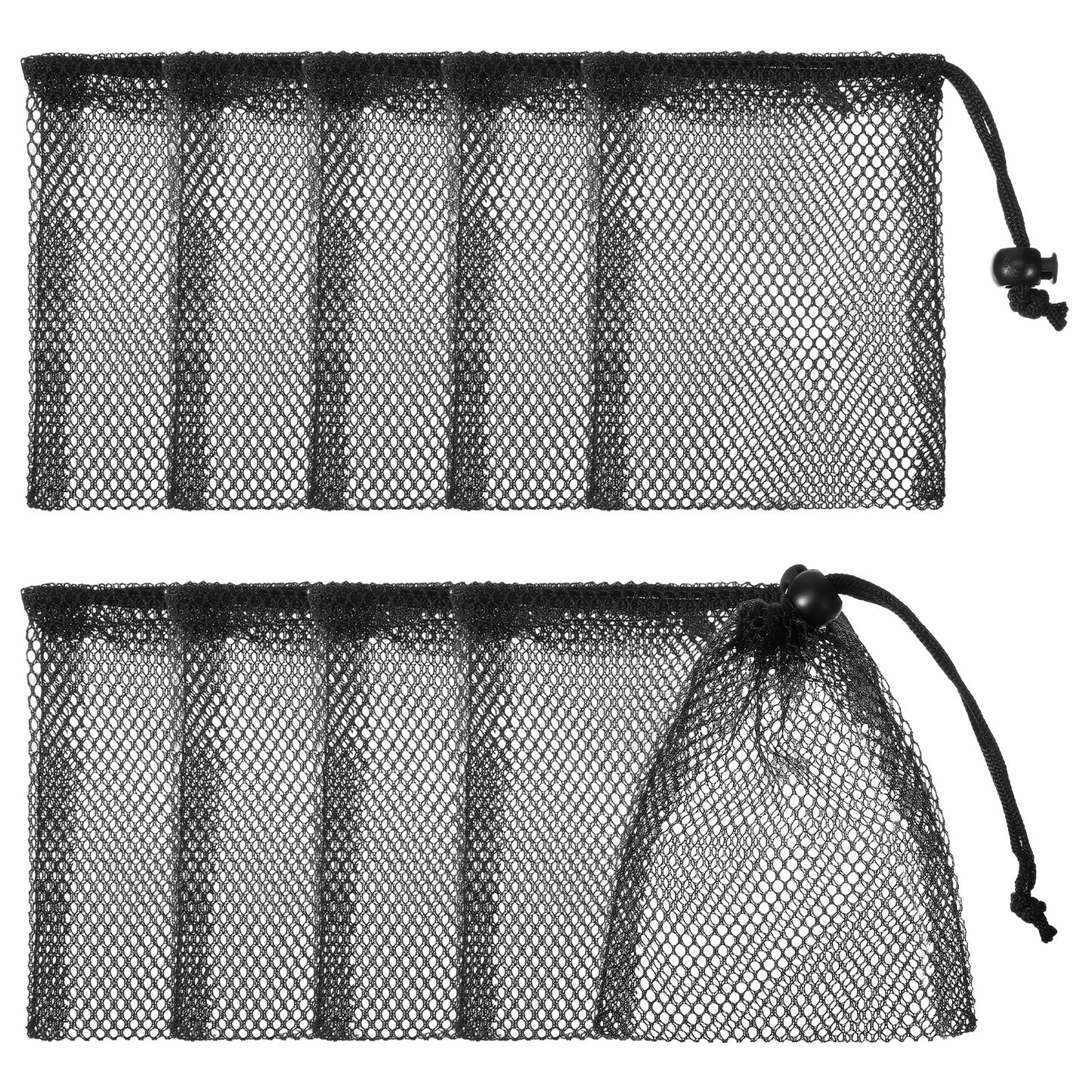 10 PCS Small Mesh Bags Drawstring, Black Mesh Drawstring Bag, Small Nylon Net Bag with Drawstrings for Travel, Toiletry, Outdoor Activities
