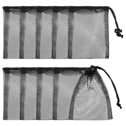 10 PCS Small Mesh Bags Drawstring, Black Mesh Drawstring Bag, Small Nylon Net Bag with Drawstrings for Travel, Toiletry, Outdoor Activities