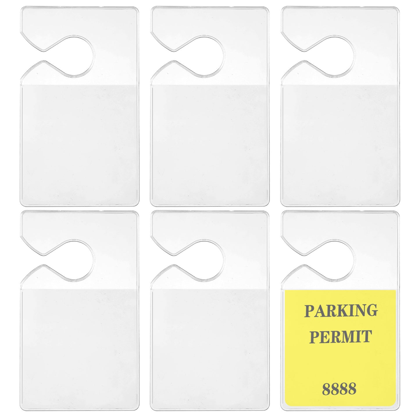 PEOVLVN 6 Pcs Parking Permit Holder, 3 X 5 Inch Clear Vertical Parking Pass Hang Tag Rearview Mirror Hanger Parking Passes Hanging for Car Passes Permits Stickers