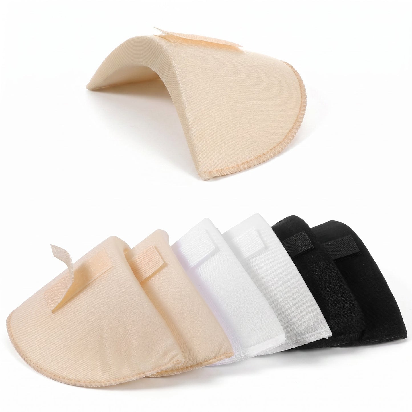 3 Pairs Shoulder Pads, 2.0cm Thickness Covered Set-in Shoulder Pads Sewing Foam Pad No-Sewing Breathable Sponge Pad Versatile Detachable ShoulderPad for Women Men Blazer Suit(Black, White, Skin)