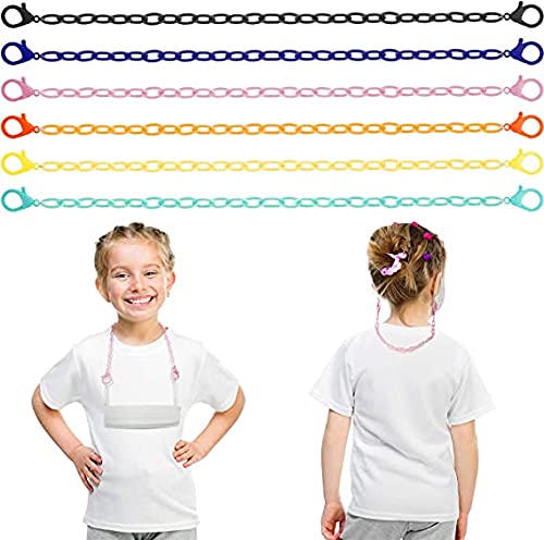 ASTER 6PCS Face Cover Lanyard Extenders Face Covering Strap Chain Extenders with Clips, Face Covers Holder Hanger Strap Chains for Children's Comfort Around The Face（6 Colors