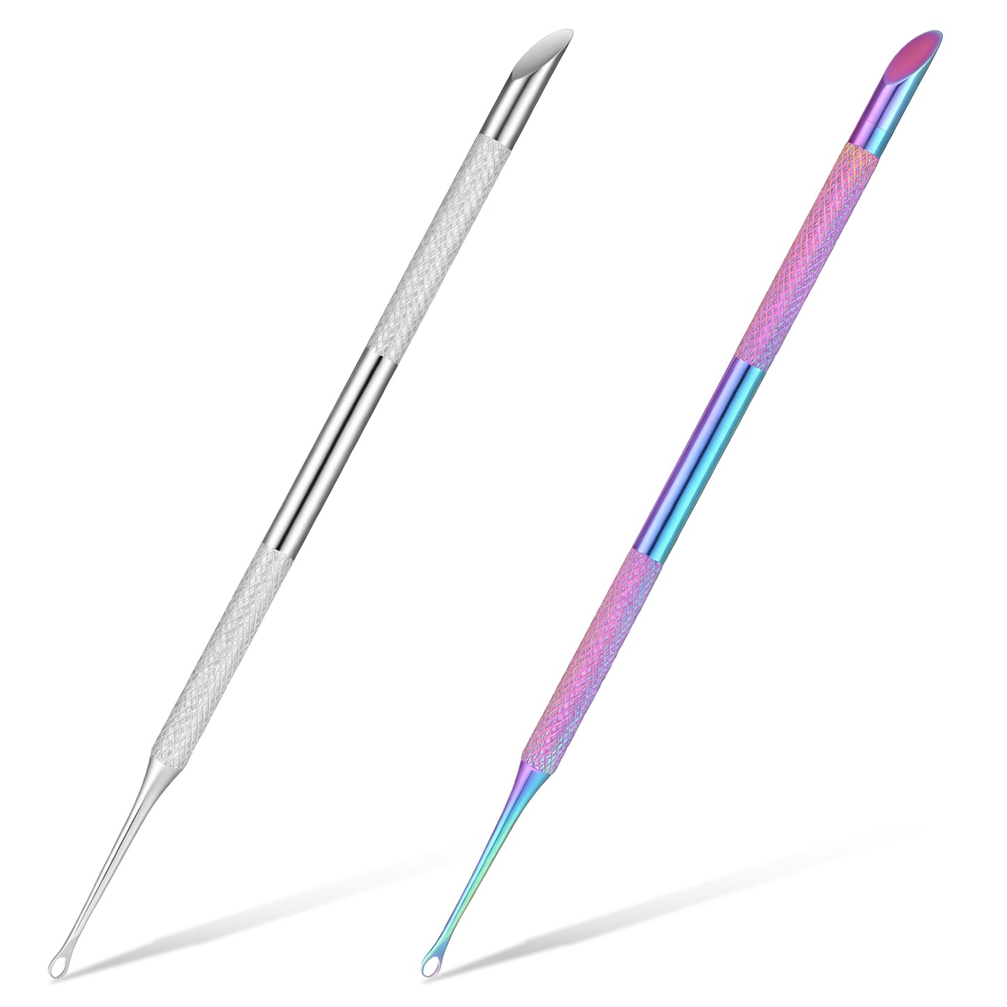 2 Pcs Loop Cuticle Pusher, Dual Ended Cuticle Remover & Nail Cleaner Tool, Pre-Treatment Bevel Cuticles Pusher for Fingernails Toenails Manicure Pedicure Nail Art Care