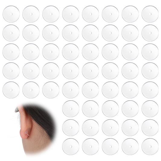 Aysatogc 100PCS Silicone Earring Backs Stopper for Piercings, Clear Earring Backs for Droopy Ears Lifters Non Pull Ear Non Pull Piercing Discs Earlobe Support Patches for Piercing Bump