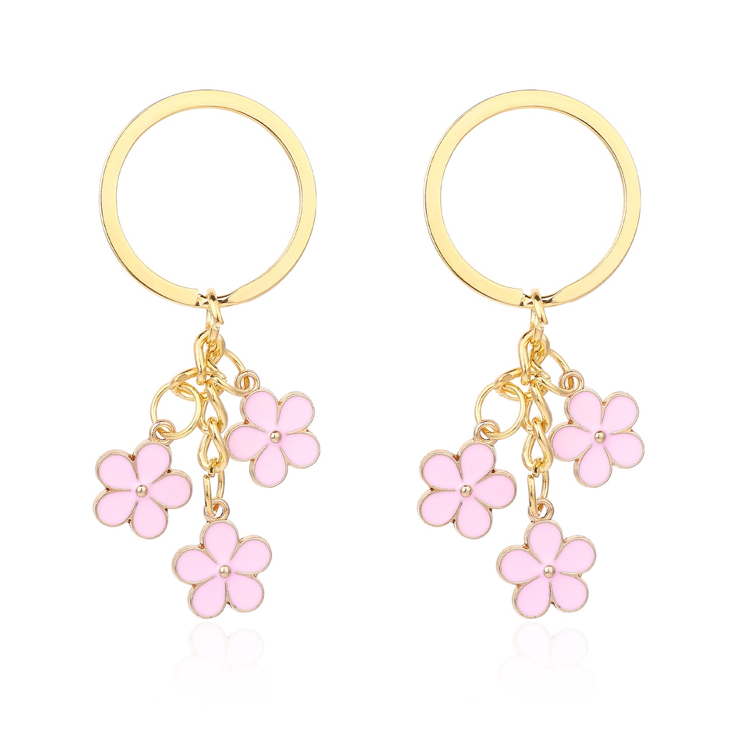 ZEYIYER 2PCS Cute Keychains, Pink Flower Charms Key Accessories Key Chains Women Cute Keyring Handbag Backpack Wallet Decor