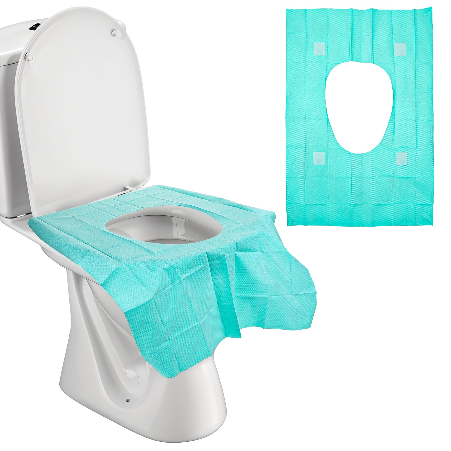 10 PCS Green Toilet Covers Disposable, Portable Toilet Seat Liners, Non-Woven Fabric Disposable Toilet Seat Covers for Travel, Adhesive Toilets Seat Covers, Travel Toilets Seat Pad for Outing Hotel