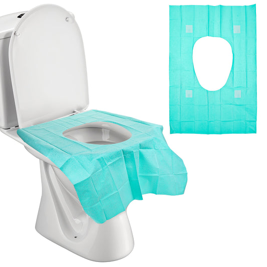 10 PCS Green Toilet Covers Disposable, Portable Toilet Seat Liners, Non-Woven Fabric Disposable Toilet Seat Covers for Travel, Adhesive Toilets Seat Covers, Travel Toilets Seat Pad for Outing Hotel