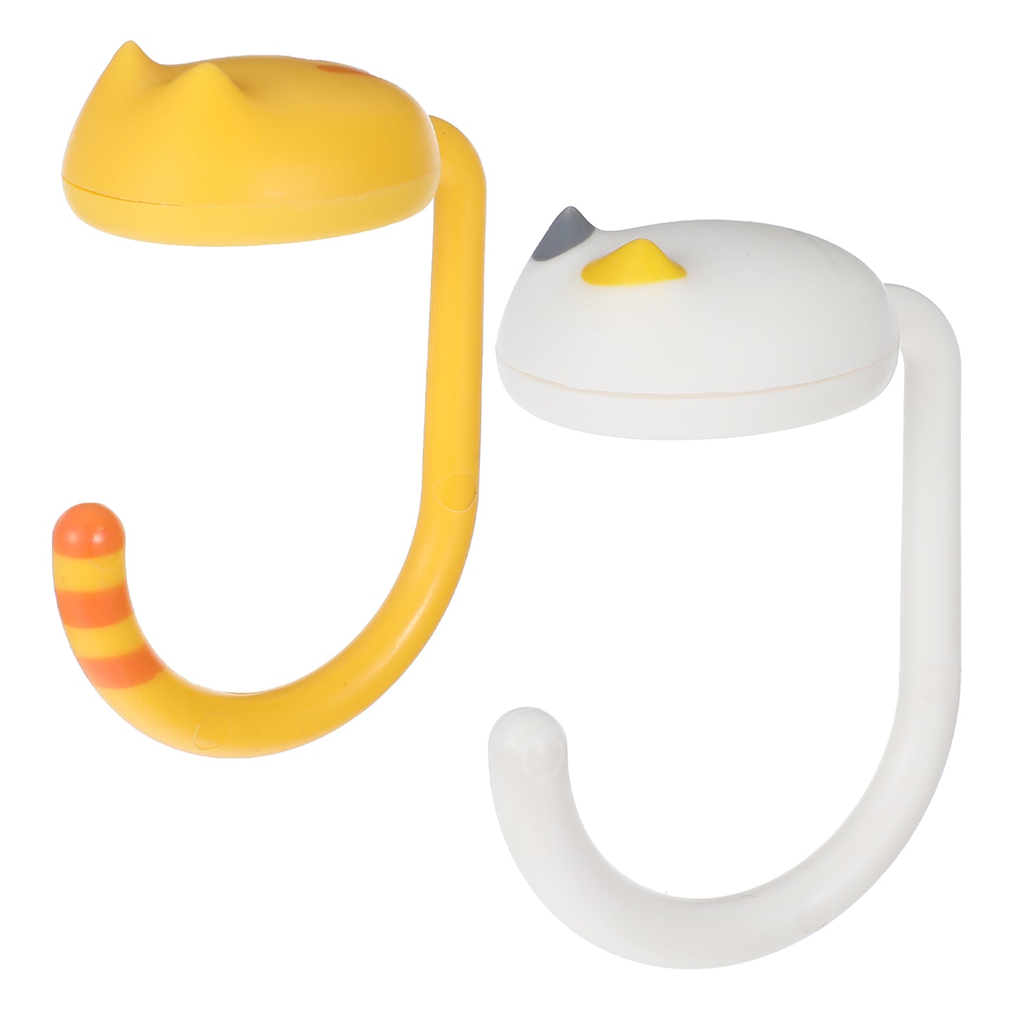 Aysatogc 2 PCS Purse Hook for Table, Cute Cat Bag Hooks Multifunctional Cartoon Kitten Purse Hangers Portable Removable Table Handbag Holders for Saving Desktop Space Hook(Yellow White)