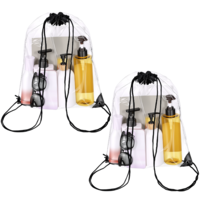 Aeaocvo 2 Pack Clear Drawstring Bags for Stadium Events, Waterproof Clear Drawstring Backpack for Gym Sports Concert Beach Makeup Bag