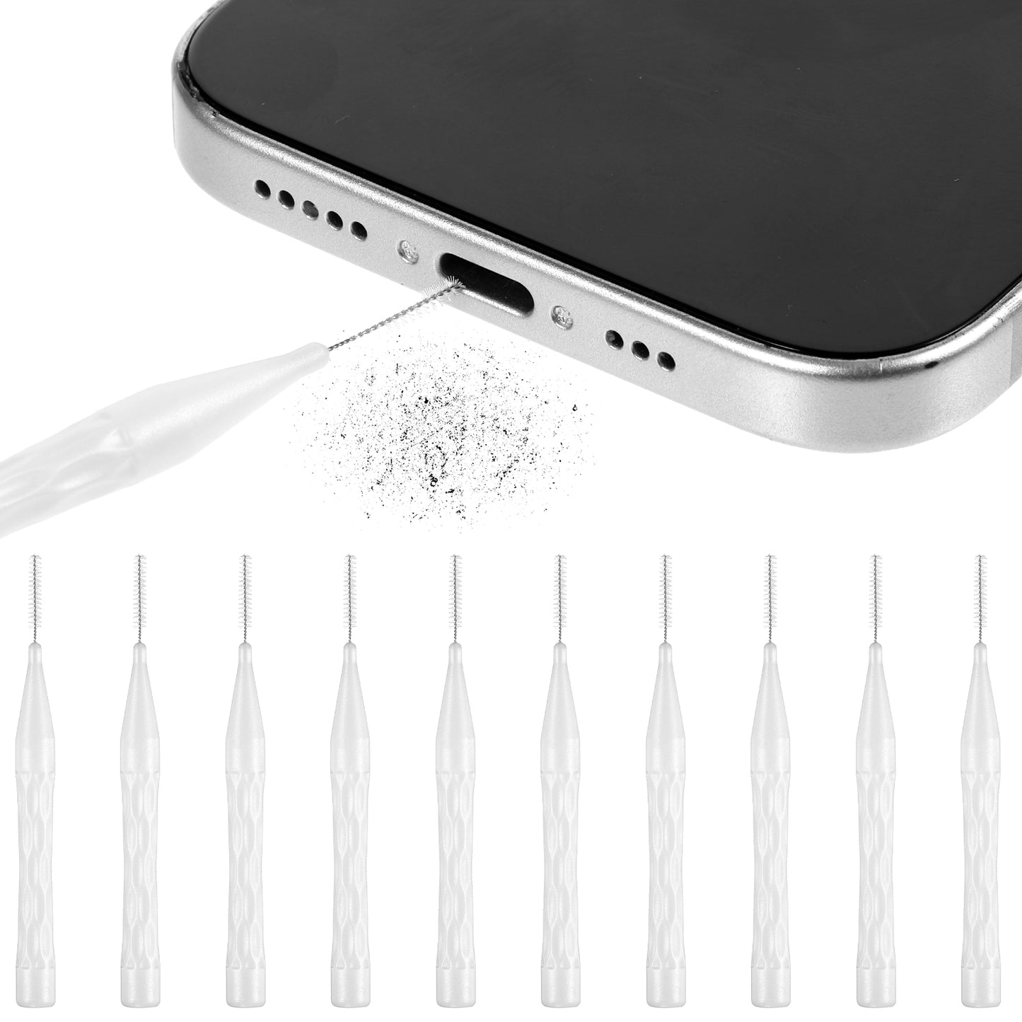 10 Pack Cell Phone Cleaning Kit, Anti-Clogging Mini Brushes Cleaner for 16 Pro Max Speaker and Receiver, Multifunctional Mini Cleaning Dust Remover Tools for Headphones Tablet Computer Camera, White