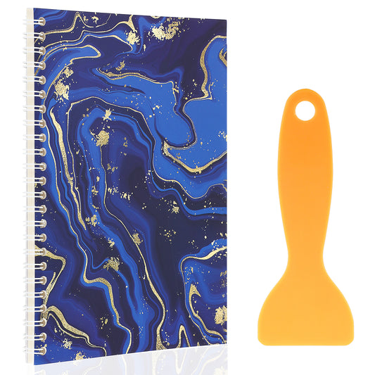 Aster Sticker Book Collecting Album, Reusable Sticker Collecting Book with Plastic Spatula, Blank Sticker Storage Book Release Paper Sticker Collection Book for Collecting Stickers, Labels(Blue)