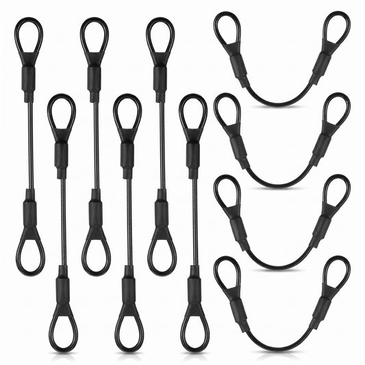 10 Pcs Stainless Steel Cable with Loops, 5.9" PVC Coated Safety Wire Rope 3mm Diameter Lanyard Cable Strap for Chain Lock