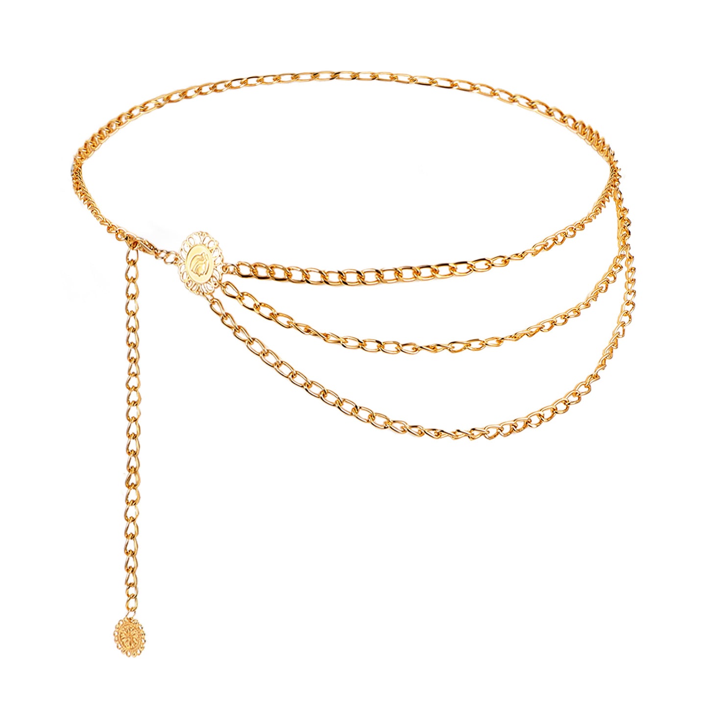 Aysatogc Chain Belt, Body Belly Chain for Women Fashion Adjustable Gold Belts Metal Waist Belt for Women Dress Jeans Trousers Western Accessories for Female Gift for Friends Lover