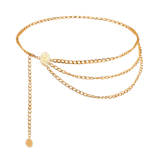 Aysatogc Chain Belt, Body Belly Chain for Women Fashion Adjustable Gold Belts Metal Waist Belt for Women Dress Jeans Trousers Western Accessories for Female Gift for Friends Lover