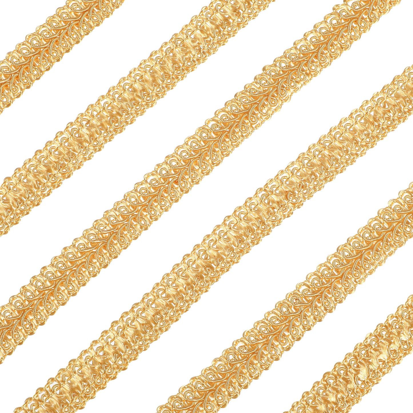 10 Yards Gold Trim, 0.4 Inch Metallic Braid Gold Trim for Sewing, Fabric Trims for Costume Curtains, Slipcover, and Crafts Decoration