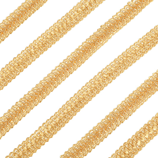10 Yards Gold Trim, 0.4 Inch Metallic Braid Gold Trim for Sewing, Fabric Trims for Costume Curtains, Slipcover, and Crafts Decoration