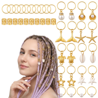 40 Pcs Seashell Conch Dreadlock Hair Charms, Gold Hair Cuffs for Braids Starfish Pearl Hair Jewelry Summer Beach Hair Accessories for Women Men