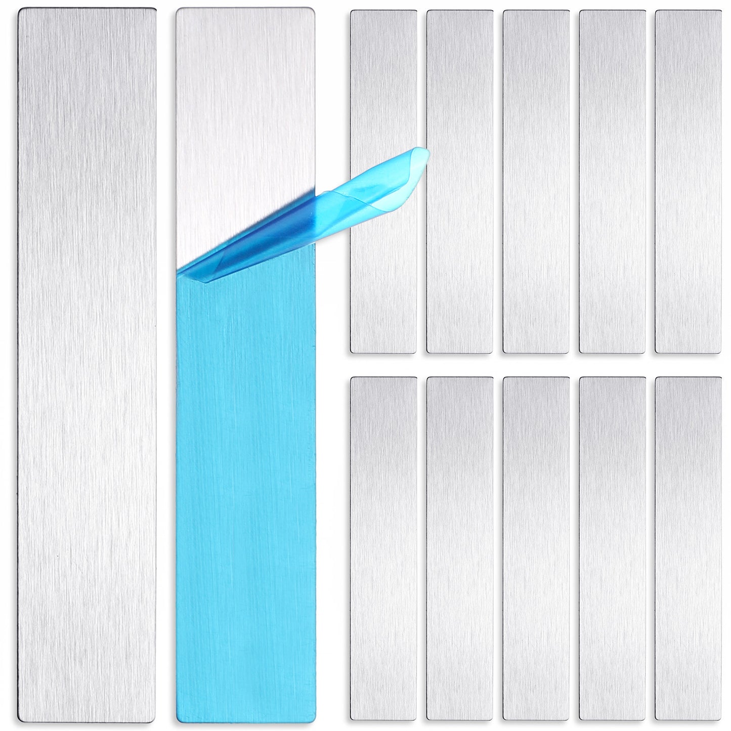 10 Pack Metal Plate for Magnets, 3.54x0.71 in Adhesive Metal Strips