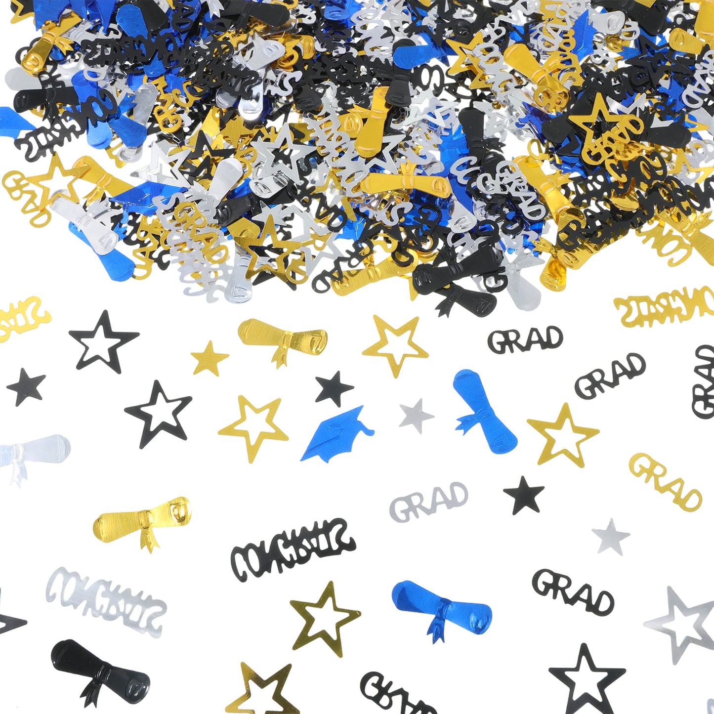 "Graduation Confetti 2026, Class of 2026 Graduation Table Decorations Grad Scatter Confetti for 2026 Graduation Party Decorations Supplies (Blue Silver Black Gold) "