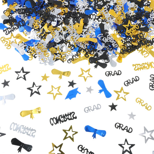"Graduation Confetti 2026, Class of 2026 Graduation Table Decorations Grad Scatter Confetti for 2026 Graduation Party Decorations Supplies (Blue Silver Black Gold) "