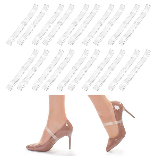 Axafazup 10 Pairs Transparent Invisible High Heel Shoe Straps Transparent Shoe Straps for Heels, Anti-Loose Ankle Straps for Women to Secure Loose High Heels