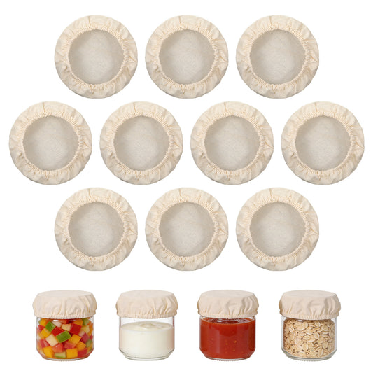 10 Pcs Sourdough Jar Cover, Cotton Sourdough Starter Cover Reusable Cloth Covers for Sourdoughs Starter Jars Breathable Fabric Covers for 3-4 Inch Mason Jars Mouth Sourdoughs Bread Baking Supplies