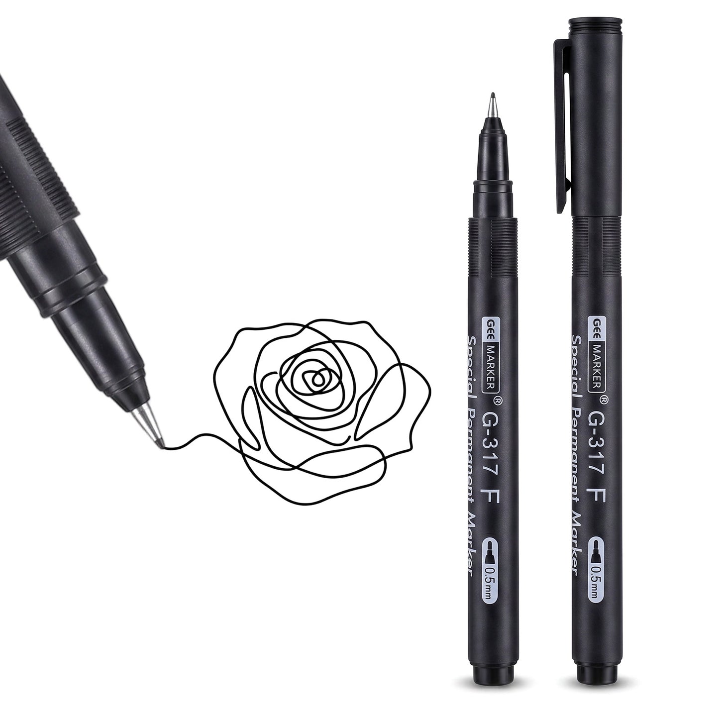 Thinp 2 Pcs Photo Pen, 0.5mm Photo Signature Pen Waterproof Permanent Marker Ultra Fine Liner Pens for Art Quick Drying Photos Marker Pens for Slick Surface Writing, Greeting Card, Film, Optical Lens