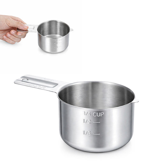 1 PC 3/4 Cup Measuring Cups, 6oz/180ml Stainless Steel Measuring Cups 3/4 Metal Cup Scoop for Baking, Cooking, and Coffee