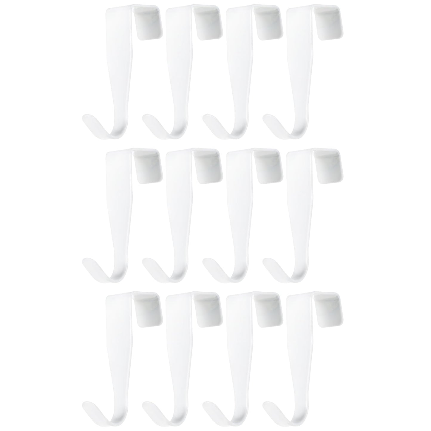 Aysatogc 12 PCS Over The Door Hooks, Window Hooks Stainless Steel Cabinet Drawer Hook Heavy Duty Easy to Install Hook for Small Kitchen Cabinet Narrow Door Back Holder Bathroom(White)